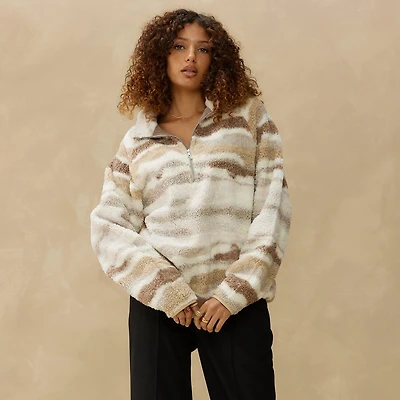 Women's Landscape Printed Fleece Top