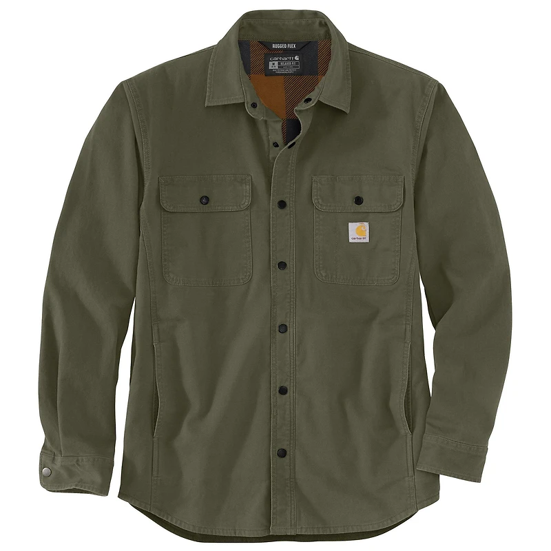 Men's Rugged Flex Relaxed Fit Canvas Fleece-Lined Shirt Jacket