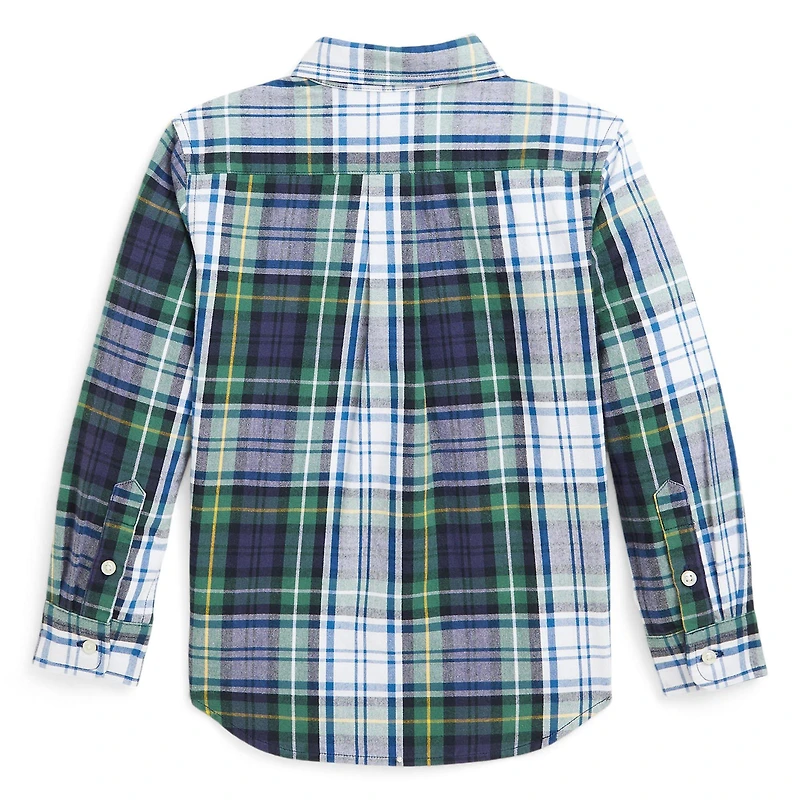 Boys' [2-7] Plaid Brushed Cotton Oxford Shirt