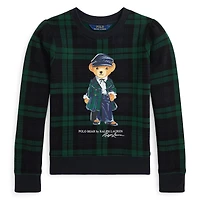 Junior Girls' [7-16] Plaid Polo Bear Fleece Sweatshirt