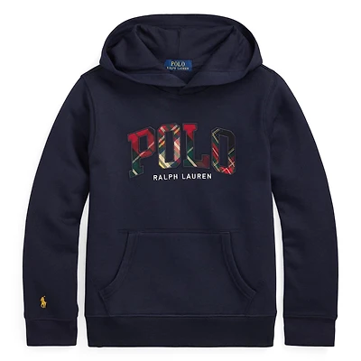 Junior Boys' [8-20] Plaid-Logo Fleece Hoodie