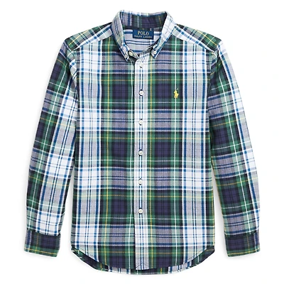 Junior Boys' [8-20] Plaid Brushed Cotton Oxford Shirt
