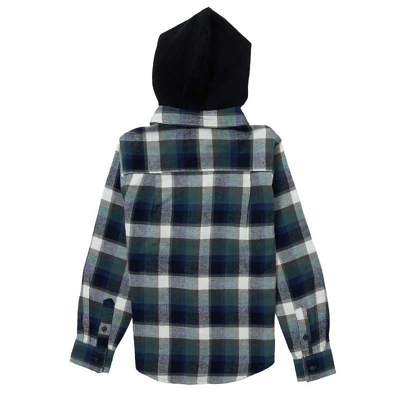 Junior Boys' [8-16] Long Sleeve Hooded Flannel Shirt