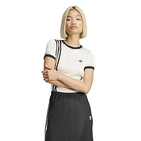 Women's Knitted 3-Stripes Short Sleeve T-Shirt