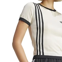 Women's Knitted 3-Stripes Short Sleeve T-Shirt