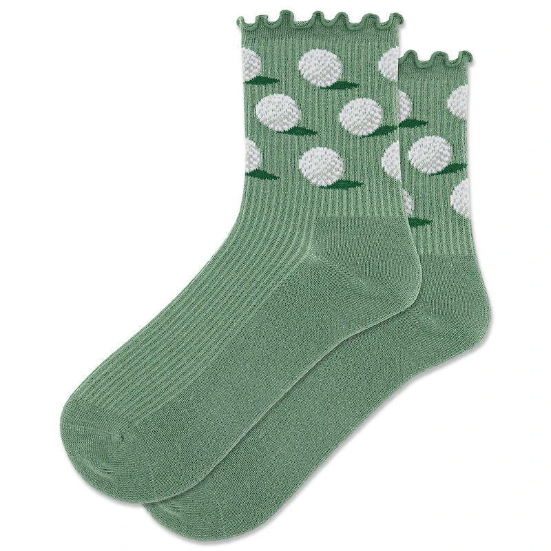 Women's Golf Ball Lettuce Edge Crew Sock