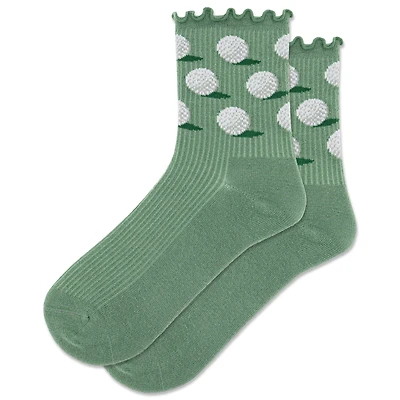 Women's Golf Ball Lettuce Edge Crew Sock