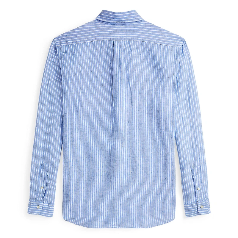 Men's Classic Fit Striped Linen Shirt