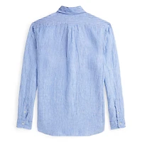 Men's Classic Fit Striped Linen Shirt