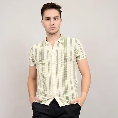 Men's Fancy Stitch Short Sleeve Knit Shirt