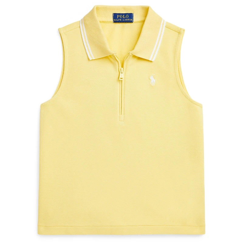 Junior Girls' [7-16] Sleeveless Stretch Mesh Half-Zip Boxy Polo