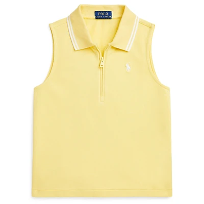 Junior Girls' [7-16] Sleeveless Stretch Mesh Half-Zip Boxy Polo