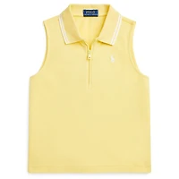 Junior Girls' [7-16] Sleeveless Stretch Mesh Half-Zip Boxy Polo
