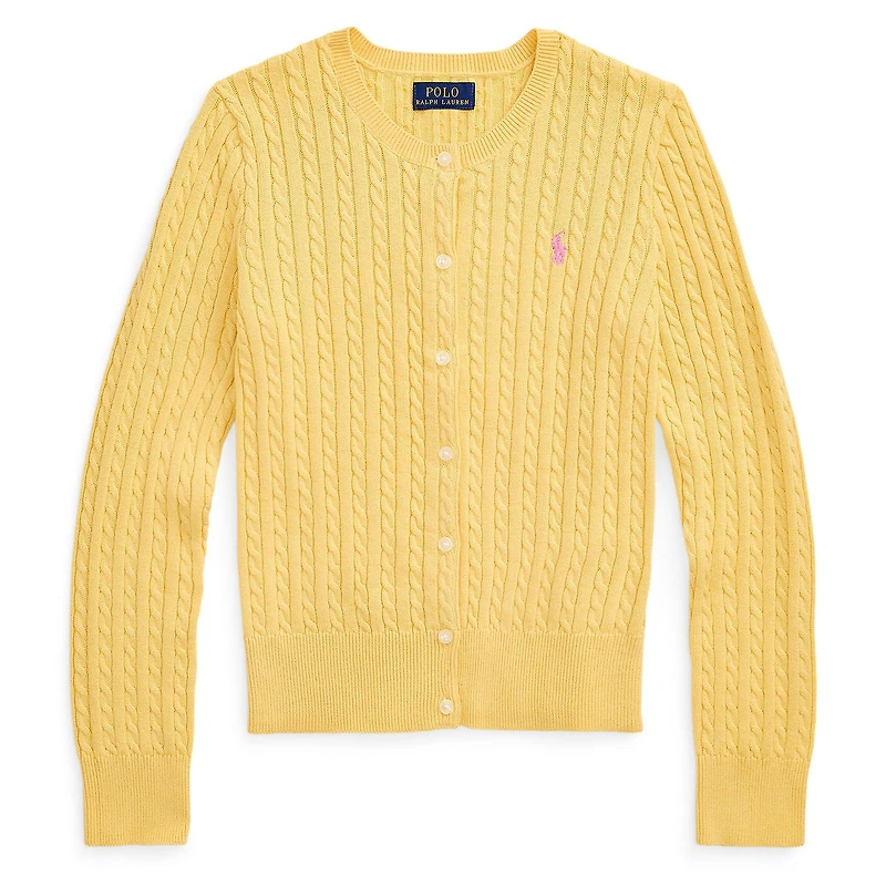 Junior Girls' [7-16] Mini-Cable Cotton Cardigan