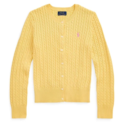 Junior Girls' [7-16] Mini-Cable Cotton Cardigan