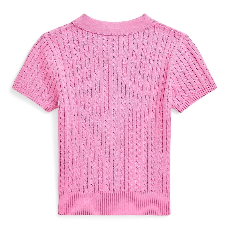 Junior Girls' [7-16] Mini-Cable Cotton Polo Sweater