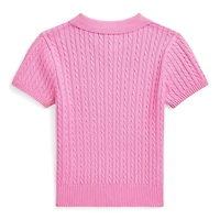 Junior Girls' [7-16] Mini-Cable Cotton Polo Sweater