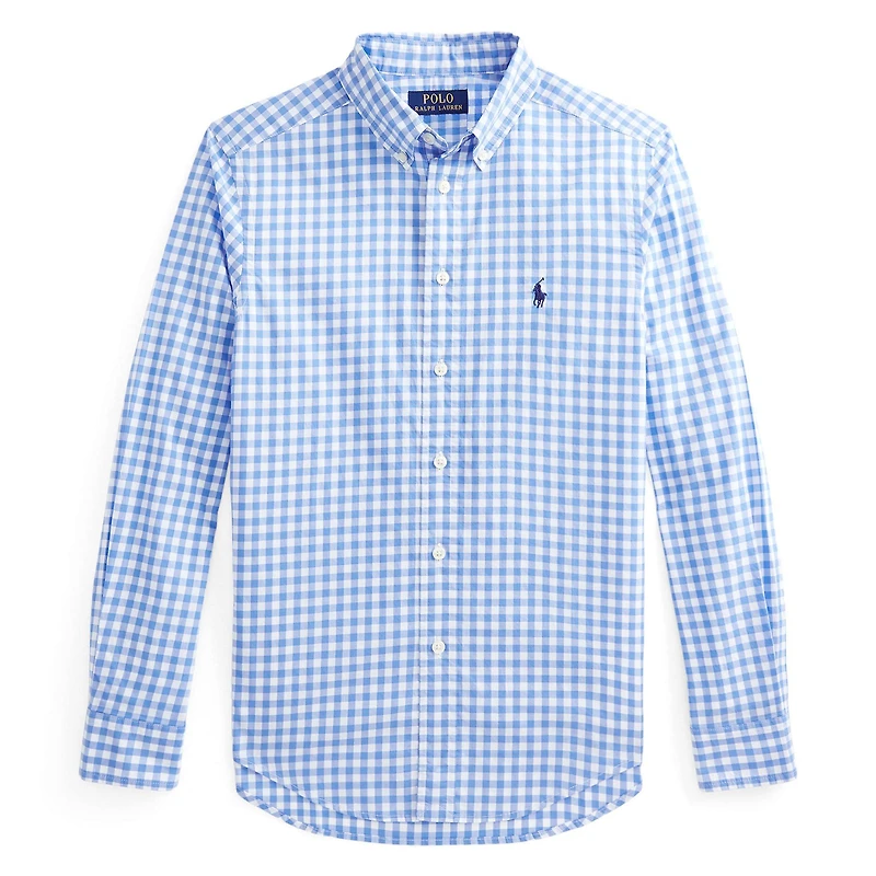 Junior Boys' [8-20] Gingham Cotton Poplin Shirt