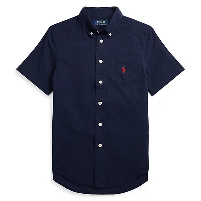 Junior Boys' [8-20] Cotton Seersucker Short Sleeve Shirt
