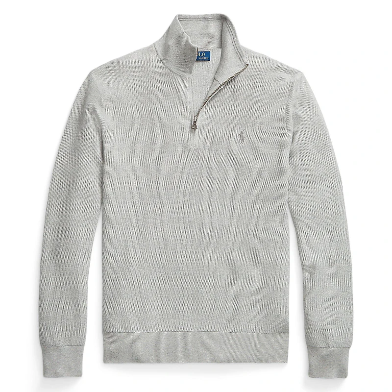 Men's Mesh-Knit Cotton Quarter-Zip Sweater