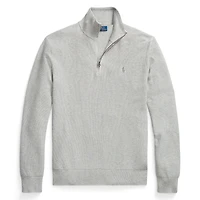 Men's Mesh-Knit Cotton Quarter-Zip Sweater