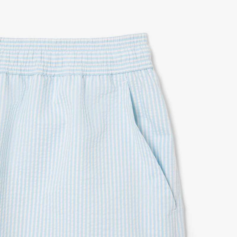 Men's Mid-Length Striped Textured Swim Trunk