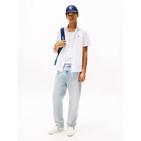 Men's Striped Linen-Blend Short Sleeve Shirt