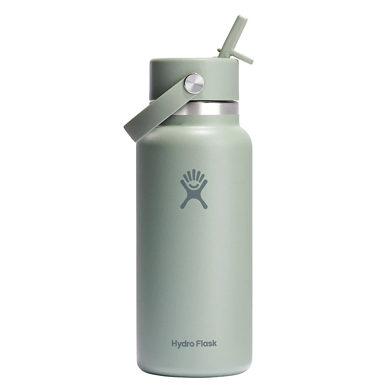 Wide Mouth Insulated Bottle with Flex Straw Cap (32 oz