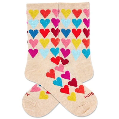Women's Fuzzy Heart Crew Sock