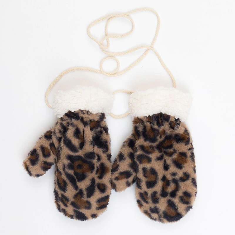 Women's Leopard Faux Fur Mitten