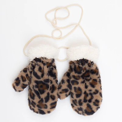 Women's Leopard Faux Fur Mitten
