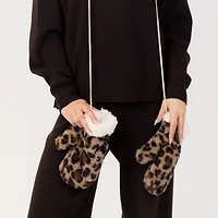 Women's Leopard Faux Fur Mitten
