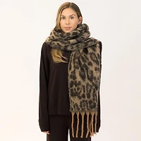 Women's Leopard Tassel Scarf