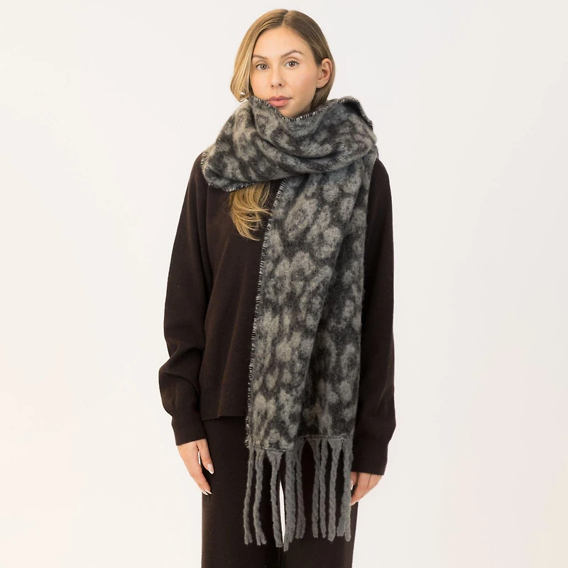 Women's Leopard Tassel Scarf