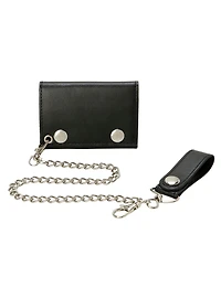 Black Tri-Fold Chain Wallet