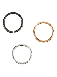 Steel Silver Black & Rose Gold Segment Nose Hoop 3 Pack