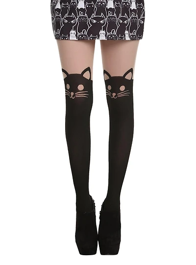 Blackheart Cat Faux Thigh High Tights