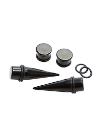 Acrylic Black Taper & Plug 4 Pack