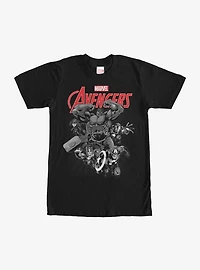 Marvel Avengers Attack Comic Greyscale T-Shirt