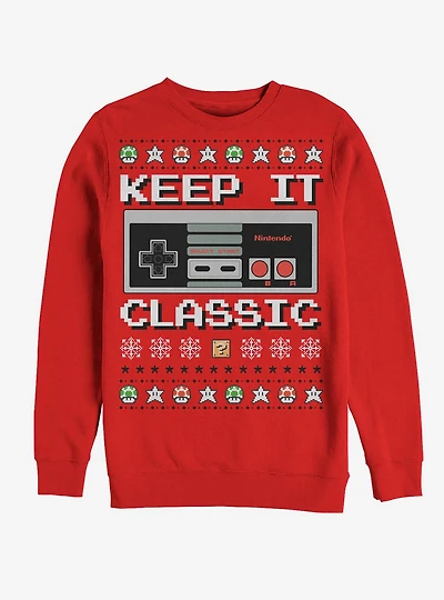 Nintendo Ugly Christmas Sweater NES Classic Controller Sweatshirt