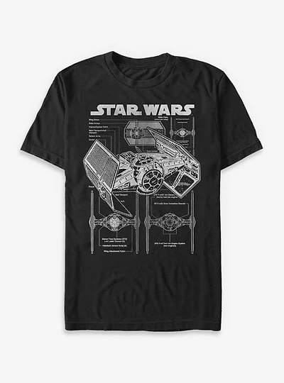 Star Wars TIE Fighter Blueprint T-Shirt