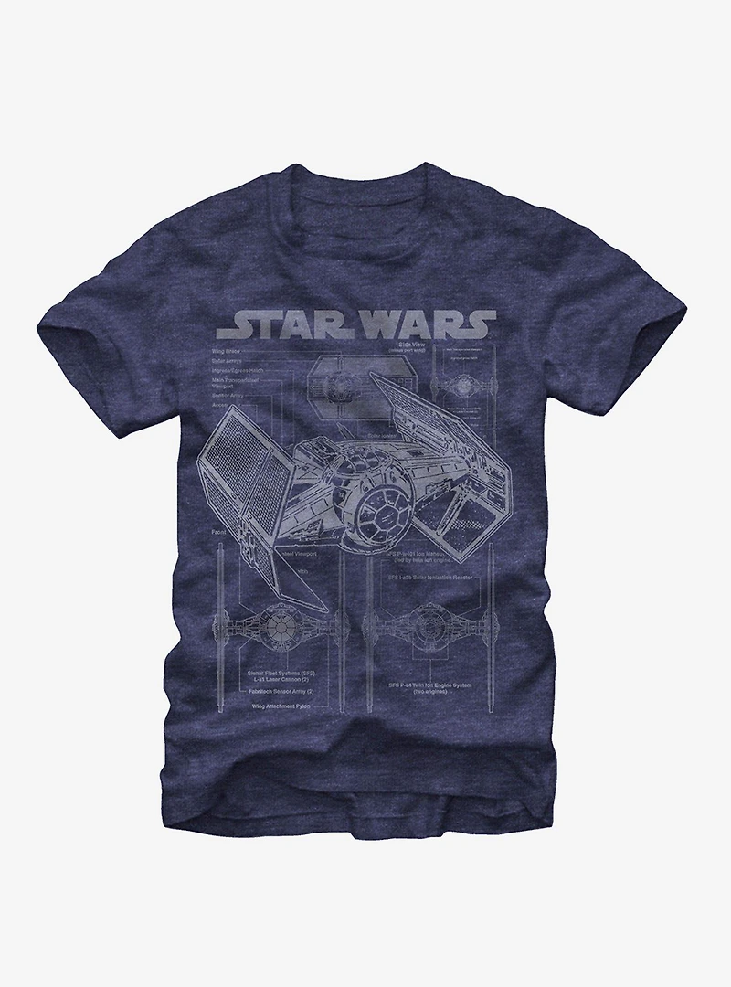 Star Wars TIE Fighter Blueprint T-Shirt