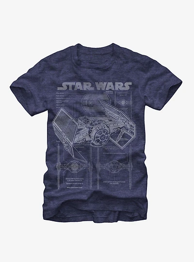 Star Wars TIE Fighter Blueprint T-Shirt