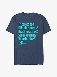 Jurassic Park Dinosaur List T-Shirt