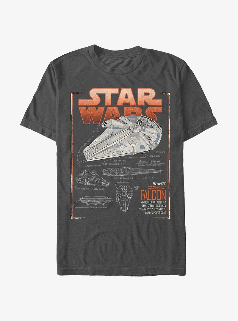 Star Wars Millennium Falcon Schematics T-Shirt
