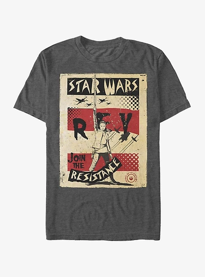 Star Wars Rey Join Resistance Poster T-Shirt