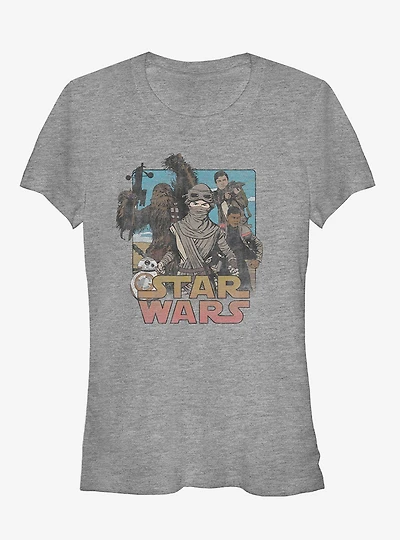 Star Wars Episode VII The Force Awakens Rey and Crew Girls T-Shirt