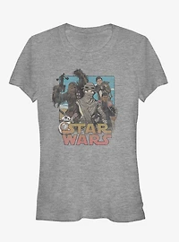 Star Wars Episode VII The Force Awakens Rey and Crew Girls T-Shirt