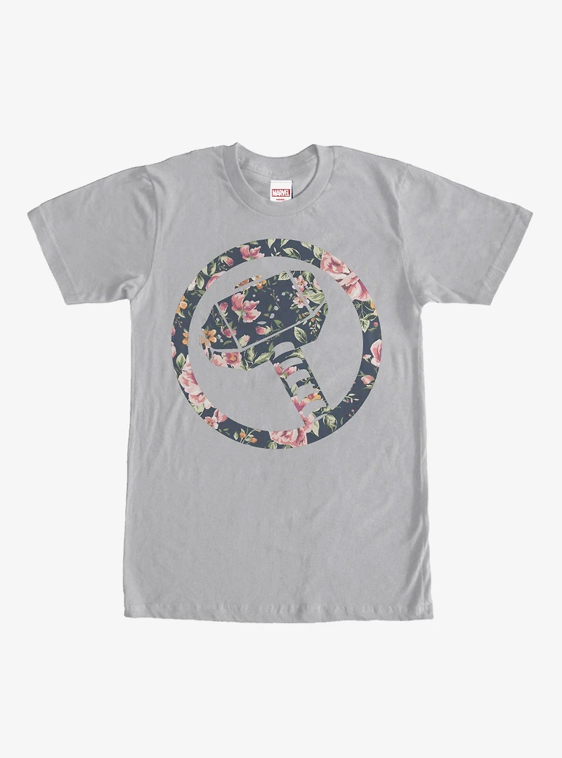 Marvel Hammer Thor Floral Print T-Shirt