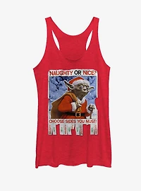 Star Wars Christmas Yoda Naughty or Nice Womens Tank